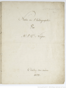 La notice héliographique de Joseph Nicéphore Nièpce [source Gallica Bibliothèque Nationale de France]