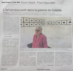 La Toute Petite Galerie - Article de Dorian Mao - Ouest France 17 août 2022